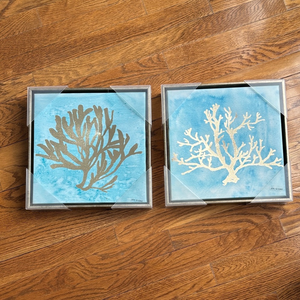 Target Blue and Gold Coral Art Prints
